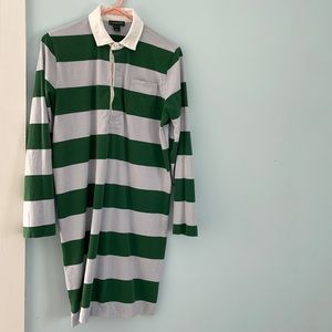 J.Crew rugby 🏉 stripe dress. Green/lt.blue. Rugby button placket.